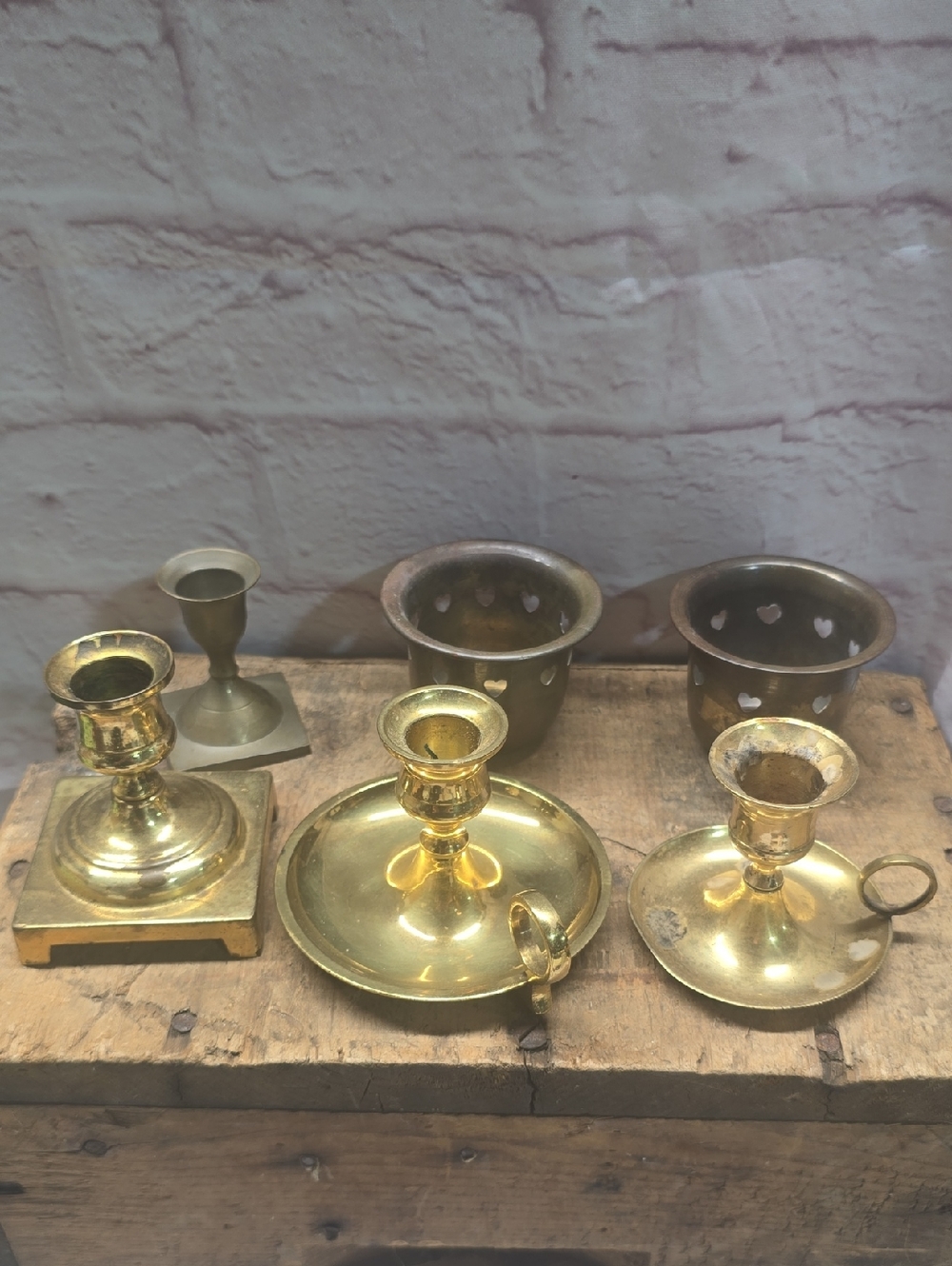 Lot of 6 Brass Candlesticks And Votive Holders